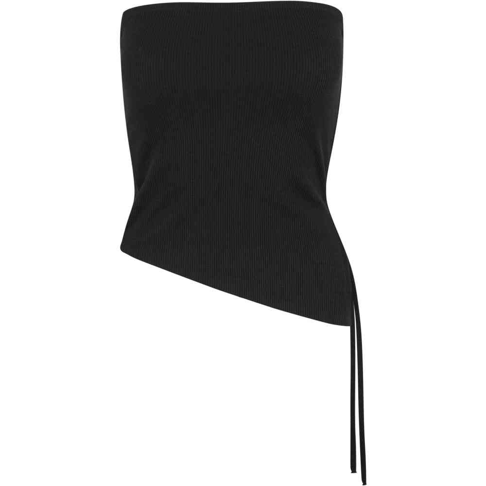 Urban Classics - Waffle Pique Bandeau Mouwloze top - Zwart